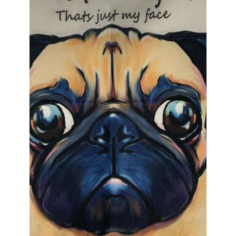 Pug Dog Linen Cotton Blend Pillow Cover 17X17 Nordic Trading Co New
